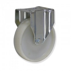 RUEDA FIJA CON SOPORTE DE NYLON DE 200 MM PLETINA 135 X 110 MM TIPO INDUSTRIAL SOPORTA 800 KG