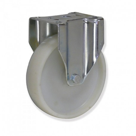 RUEDA FIJA CON SOPORTE DE NYLON DE 200 MM PLETINA 135 X 110 MM TIPO INDUSTRIAL SOPORTA 800 KG