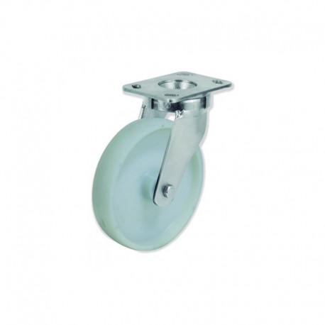 RUEDA GIRATORIA SIN FRENO DE NYLON 100 MM PARA MAQUINARIA Y ALTA CARGA 650 KG
