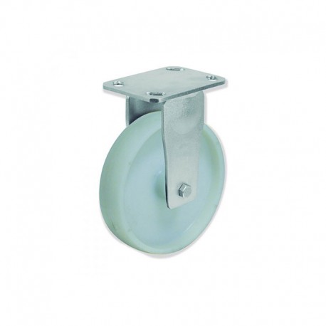 RUEDA FIJA CON SOPORTE DE NYLON DE 100 MM PLETINA 150 X 110 MM TIPO INDUSTRIAL SOPORTA 650 KG