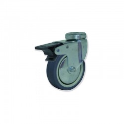 RUEDA GIRATORIA CON FRENO DE TERMO-CAUCHO 60 MM PARA MUEBLES Y CARGAS LIGERAS SOPORTA 60 KG