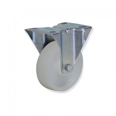 RUEDA FIJA CON PLETINA DE NYLON 100 MM TIPO INDUSTRIAL CON CAPACIDAD DE CARGA DE HASTA 175 KG