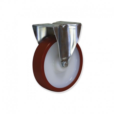 RUEDA FIJA CON SOPORTE DE POLIURETANO DE 100 MM PLETINA 105 X 85 MM PARA CARGA 170 KG