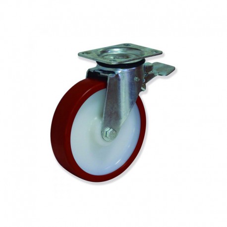 RUEDA GIRATORIA CON FRENO DE POLIAMIDA 150 MM CARGA 400 KG USO INDUSTRIAL