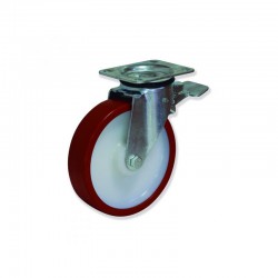 RUEDA GIRATORIA CON FRENO DE POLIURETANO DE 125 MM CARGA 300 KG USO INDUSTRIAL