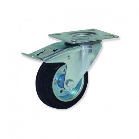 RUEDA GIRATORIA CON FRENO DE GOMA DE 100 MM CARGA 70 KG PARA MUEBLES