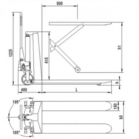 Plano transpaleta de tijera