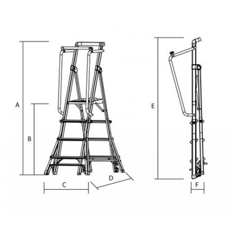 Escalera de aluminio con plataforma varios peldaños