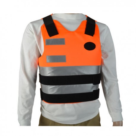 CHALECO ALTA VISIBILIDAD ANTICORTE Y ANTIPINCHAZO NARANJA VARIAS TALLAS REF 76607 PIELCU