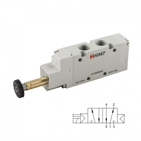 ELECTROVÁLVULA MONOESTABLE RETORNO NEUMÁTICO 5/2 VÍAS REF. 01V S4 5 AIGNEP