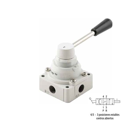 VÁLVULA MANUAL 4/3 VÍAS ROTATIVAS 3 POSICIONES ESTABLES REF. 12V1 L2 6 OC AIGNEP