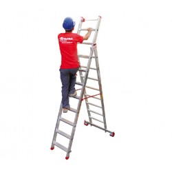 EN1400 | Escalera multiuso de 2 tramos con peldaños cómodos,Peldaños 7+8