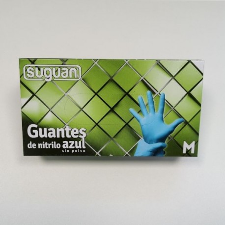 GUANTE NITRILO AZUL SIN POLVO CAJA 100 UDS