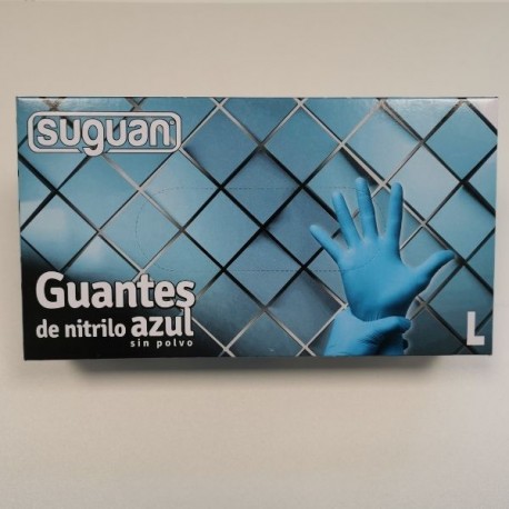 GUANTE NITRILO AZUL SIN POLVO CAJA 100 UDS