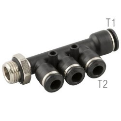 RACOR DISTRIBUIDOR MÚLTIPLE DE REDUCCIÓN ORIENTABLE MACHO CILÍNDRICO CON TÓRICAREF. 55365 AIGNEP