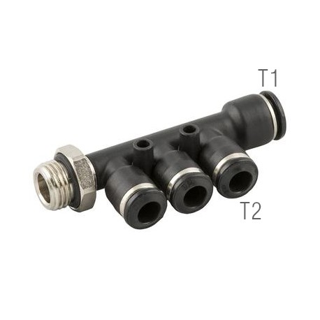 RACOR DISTRIBUIDOR MÚLTIPLE DE REDUCCIÓN ORIENTABLE MACHO CILÍNDRICO CON TÓRICAREF. 55365 AIGNEP