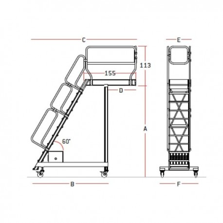 ESCALERA DE ALUMINIO CON VUELO FRONTAL REF. SB60 FARAONE