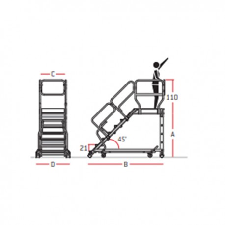 ESCALERA DE ALUMINIO CON PLATAFORMA Y INCLINACIÓN A 45º REF. SY45 FARAONE