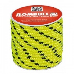 CARRETE DE CUERDA TRENZADA DE PES VARIOS GROSORES 15M AMARILLO ROMBULL