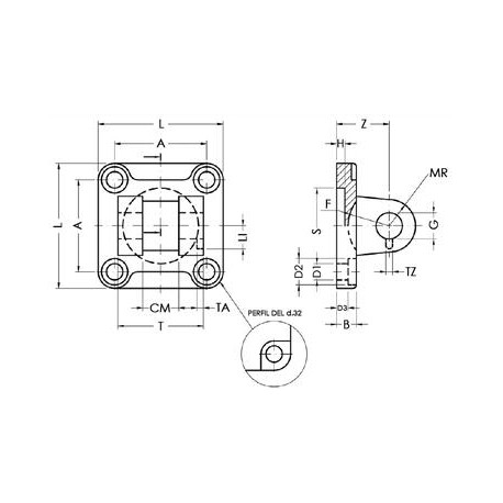 CHARNELA HEMBRA ESTRECHA VCD AIGNEP CILINDROS ISO 1552 (160-200-250)