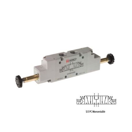 ELECTROVÁLVULA MONOESTABLE CON RETORNO POR MUELLE 5/3 VÍAS REF. 01V S0 7 PC AIGNEP