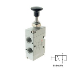 VÁLVULA MANUAL 3/2 VÍAS BIESTABLE REF. 1VT1 3 AIGNEP