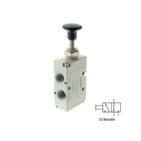 VÁLVULA MANUAL 3/2 VÍAS BIESTABLE REF. 1VT1 3 AIGNEP