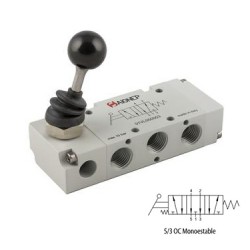 VÁLVULA MANUAL 5/3 VÍAS MONOESTABLE CONRETORNO POR MUELLE REF. 1VL0 7 OC AIGNEP