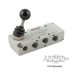 VÁLVULA MANUAL 5/3 VÍAS MONOESTABLE CONRETORNO POR MUELLE REF. 1VL0 7 PC AIGNEP