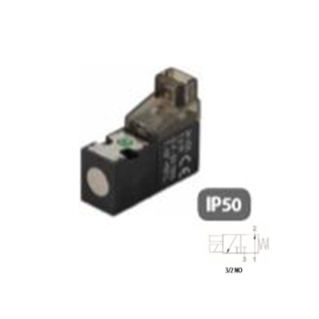 ELECTROPILOTO MINIATURIZADO PARA CONECTORES A 90° + LED 3/2 VÍAS REF. 07V 12 3 NC AIGNEP