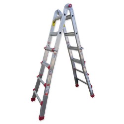 ESCALERA DE TIJERA TELESCÓPICA TRANSFORMABLE EN ALUMINIO 4, 5 Y 6 PELDAÑOS GAYNER