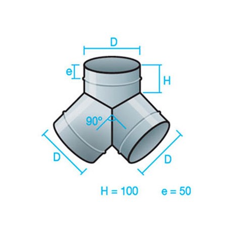 DERIVACIÓN SIMPLE 45º CHAPA GALVANIZADA