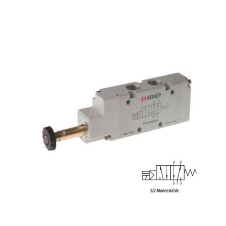 ELECTROVÁLVULA MONOESTABLE CON RETORNO POR MUELLE 5/2 VÍAS REF. 01V S0 5 NO AIGNEP