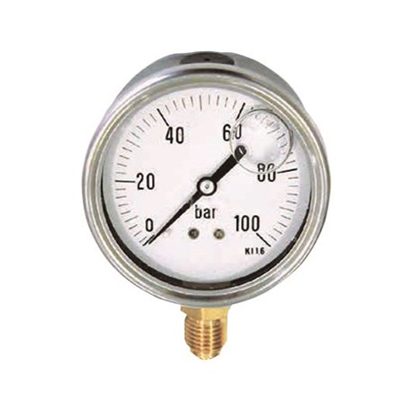 MANÓMETRO RADIAL GLICERINA CAJA INOX CON ROSCA DE 1/2 - DIÁMETRO EN Ø100 REF. MGR AIGNEP