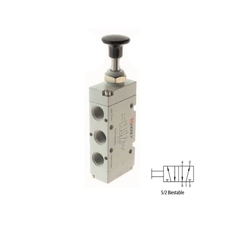 VÁLVULA MANUAL 5/2 VÍAS BIESTABLE REF. 1VT1 5 AIGNEP