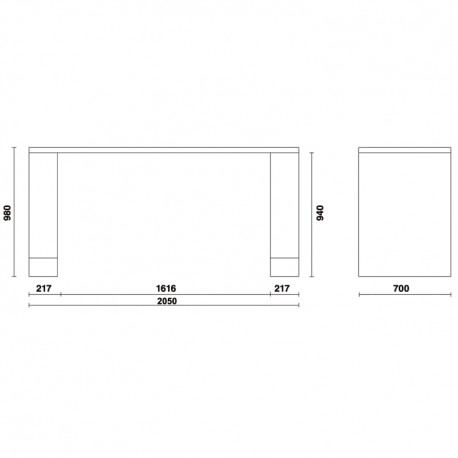 Plano y medidas  banco mueble C55B0/2 Beta