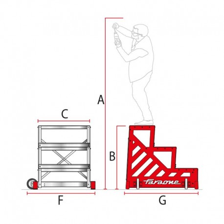 Alura taburete diferentes peldaños