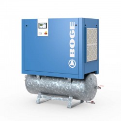 COMPRESOR DE TORNILLO 7,5BAR/10BAR/13BAR 25CV con depósito DE 500 LITROS Y SECADOR C18-2DR BOGE