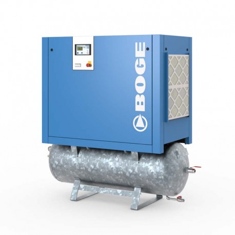 COMPRESOR DE TORNILLO 7,5BAR/10BAR/13BAR 25CV con depósito DE 500 LITROS Y SECADOR C18-2DR BOGE
