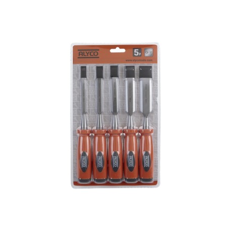 Juego De 5 Formones Mango Bicomponente En Blister ALYCO ORANGE