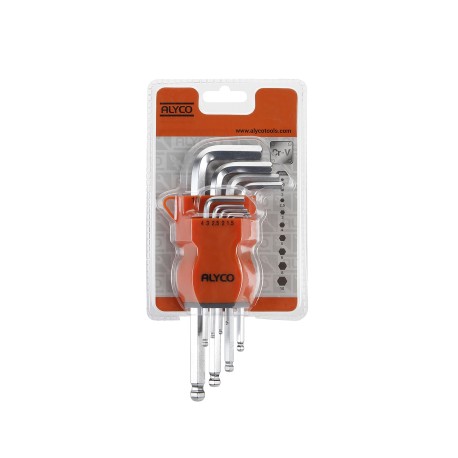 Juego De Llaves Acodadas Hexagonales Allen De Bola. Soporte De Plástico ALYCO ORANGE