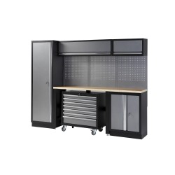 Conjunto de taller de 4 módulos con carro extraíble y superficie de t