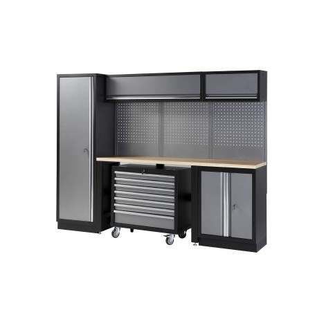 Conjunto de taller de 4 módulos con carro extraíble y superficie de t