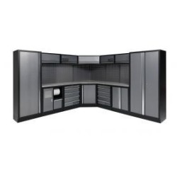 Conjunto de taller modular con esquinero de 7 módulos y base de traba