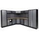 Conjunto de taller modular con esquinero de 7 módulos y base de traba