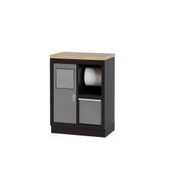 Armario Base con Portón y Dispositivos para Cubo de Basura y Rollo de