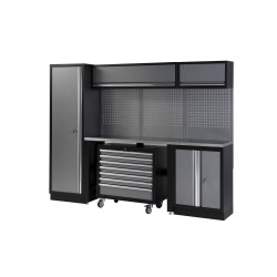 Conjunto de taller de 4 módulos con carro extraíble y superficie de t