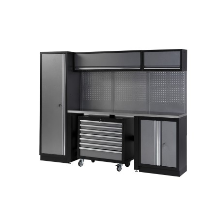 Conjunto de taller de 4 módulos con carro extraíble y superficie de t