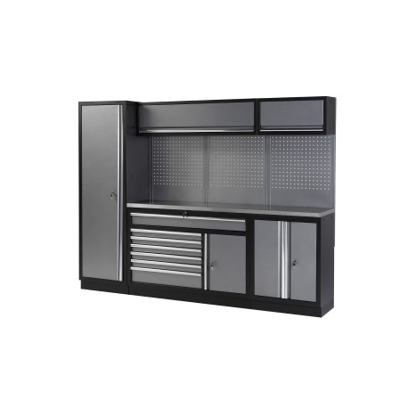 Conjunto de taller de 4 módulos con base de trabajo móvil y superfici