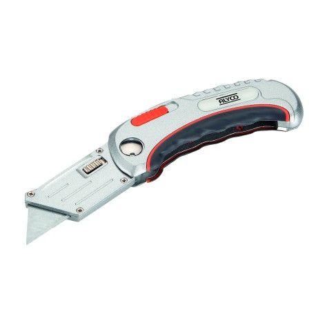 Cúter Abatible Cuchilla Trapezoidal Con Mango Metálico ALYCO ORANGE